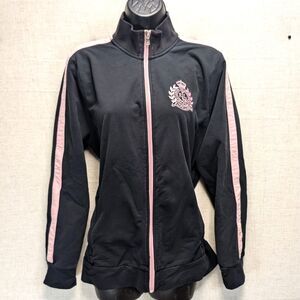 LRL Ralph Lauren Full Zip Long Sleeve Track Jacket Black & Pink Women's Size 1X